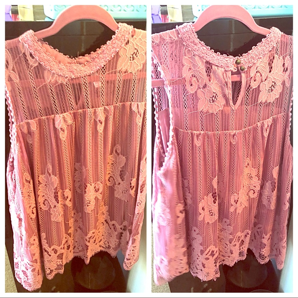 Pink lace sleeveless top